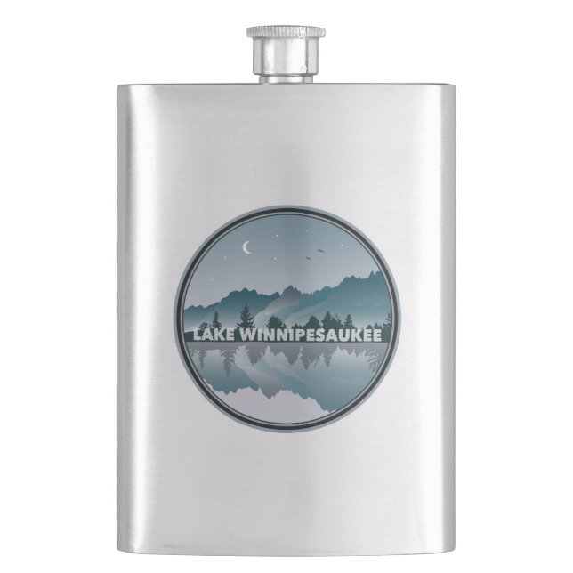 Lake Winnipesaukee New Hampshire Reflection Hip Flask (Front)