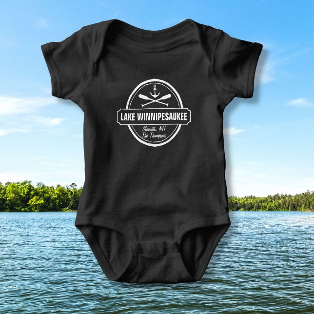 Lake Winnipesaukee NH custom town, name, anchor Baby Bodysuit (Creator Uploaded)