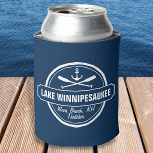 Lake Winnipesaukee NH custom town, name, anchor Can Cooler