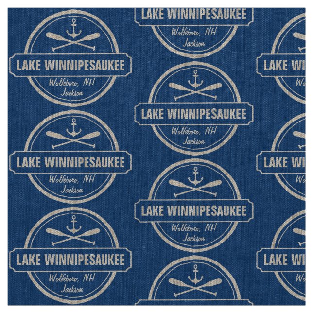 Lake Winnipesaukee NH custom town, name, anchor Fabric (Swatch)