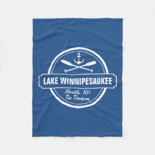 Lake Winnipesaukee NH custom town, name, anchor Fleece Blanket