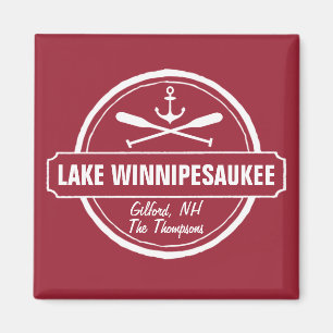 Lake Winnipesaukee NH custom town, name, anchor Magnet