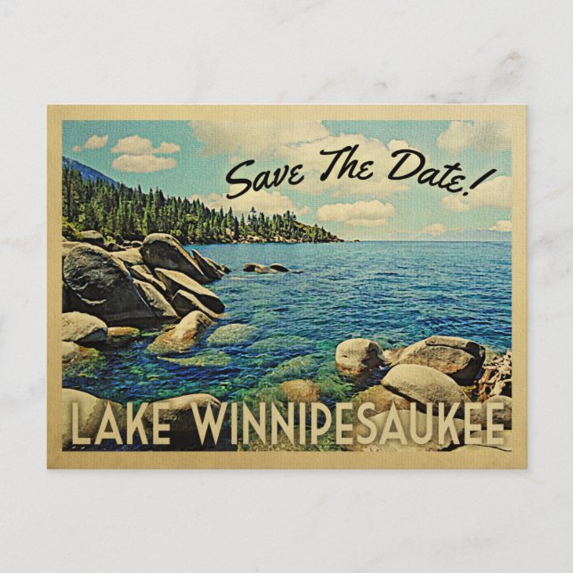 Lake Winnipesaukee Save The Date Vintage Postcards (Front)