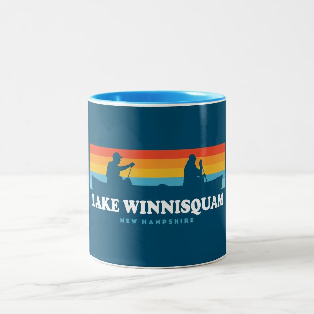 Lake Winnisquam New Hampshire Canoe Two-Tone Coffee Mug (Center)