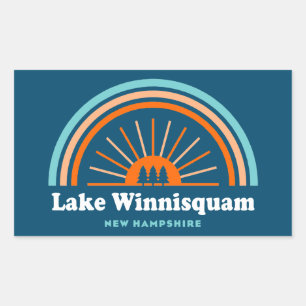 Lake Winnisquam New Hampshire Rainbow Rectangular Sticker