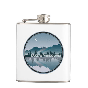 Lake Winnisquam North Carolina Reflection Hip Flask