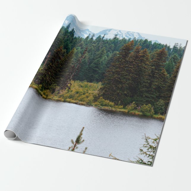 LAKE WITH TREES ON SIDES WRAPPING PAPER (Unrolled)