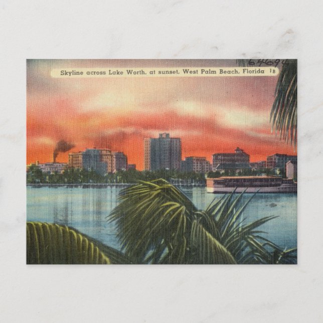 Lake Worth at the Sunset, West Palm Beach, Florida Postcard (Front)