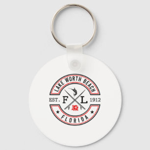 Lake Worth Beach Florida Fl Retro Surfer Beach Fro Key Ring