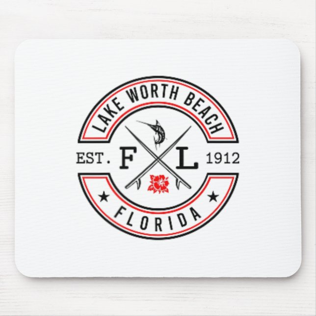 Lake Worth Beach Florida Fl Retro Surfer Beach Fro Mouse Pad (Front)