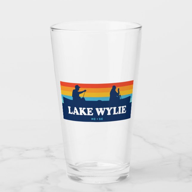 Lake Wylie North Carolina South Carolina Canoe Glass (Front)