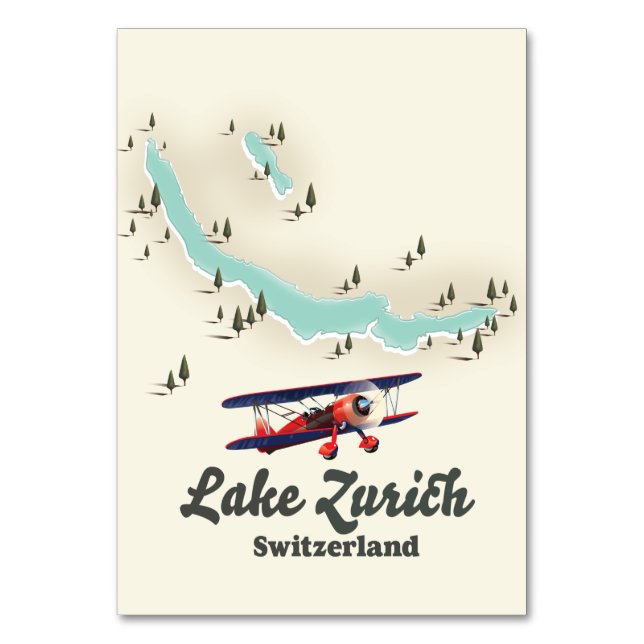 lake Zurich Switzerland map Table Number (Front)