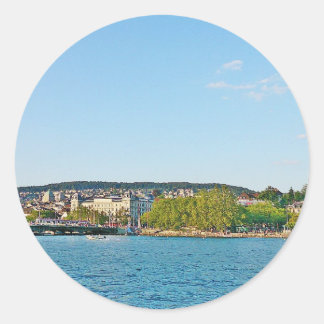 Lake Zurich, view to the Bellevue bridge Classic Round Sticker