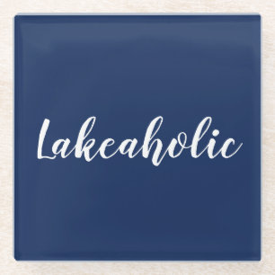 Lakeaholic   Navy Glass Coasters