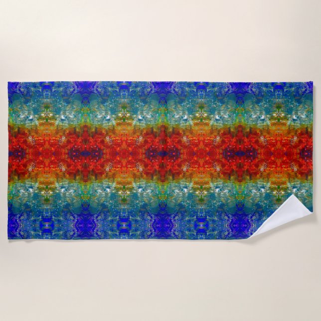 Lakefront Jelly Gouache Art Beach Towel  (Front)