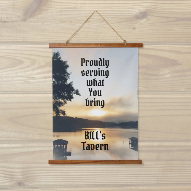 Lakefront Proudly Serving What You Bring Bar Hanging Tapestry (Creator Uploaded)