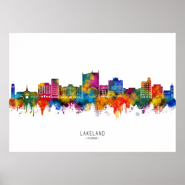 Lakeland Florida Skyline Poster (Front)