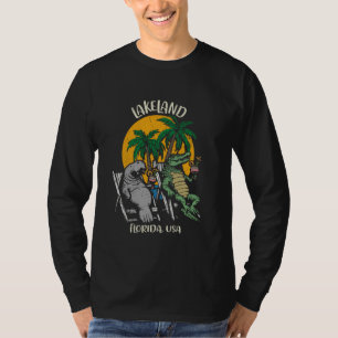 Lakeland Florida USA Funny Manatee and Alligator D T-Shirt