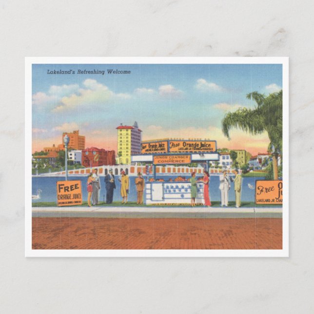 Lakeland Florida Vintage Welcome Station Postcard (Front)