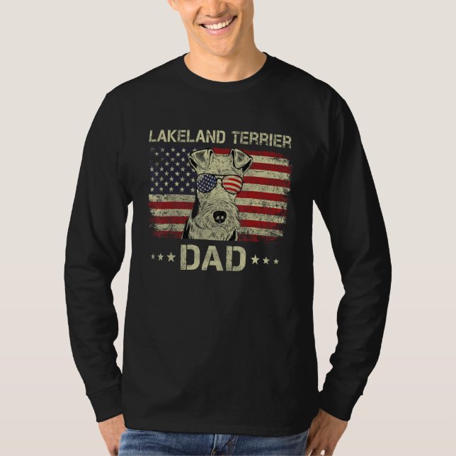Lakeland Terrier Dad Dog  American Flag 4th Of Jul T-Shirt (Front)