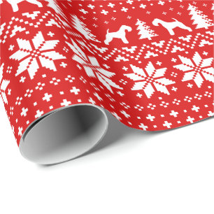 Lakeland Terrier Dog Silhouettes Christmas Holiday Wrapping Paper