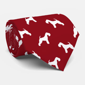 Lakeland Terrier Dog Silhouettes Pattern Red Tie