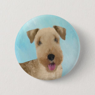 Lakeland Terrier Painting - Cute Original Dog Art 6 Cm Round Badge