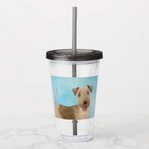 Lakeland Terrier Painting - Cute Original Dog Art Acrylic Tumbler