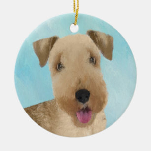 Lakeland Terrier Painting - Cute Original Dog Art Ceramic Tree Decoration