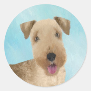 Lakeland Terrier Painting - Cute Original Dog Art Classic Round Sticker