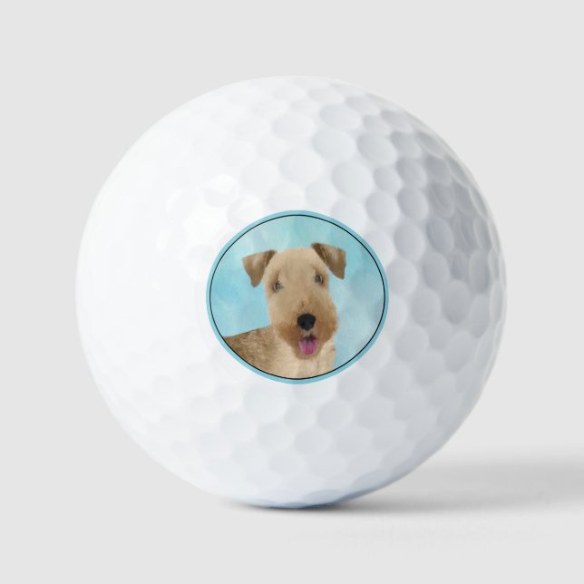Lakeland Terrier Painting - Cute Original Dog Art Golf Balls (Front)