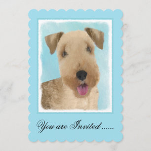 Lakeland Terrier Painting - Cute Original Dog Art Invitation