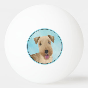 Lakeland Terrier Painting - Cute Original Dog Art Ping Pong Ball