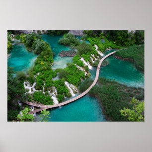 Lakes and waterfalls photo print. Plitvice Croatia Poster