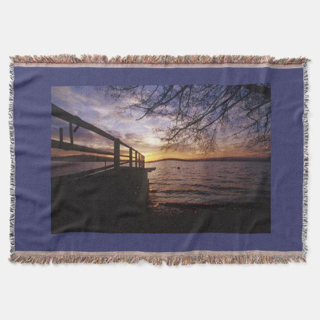 Lakeshore Sunset Lake design Blanket (Front)