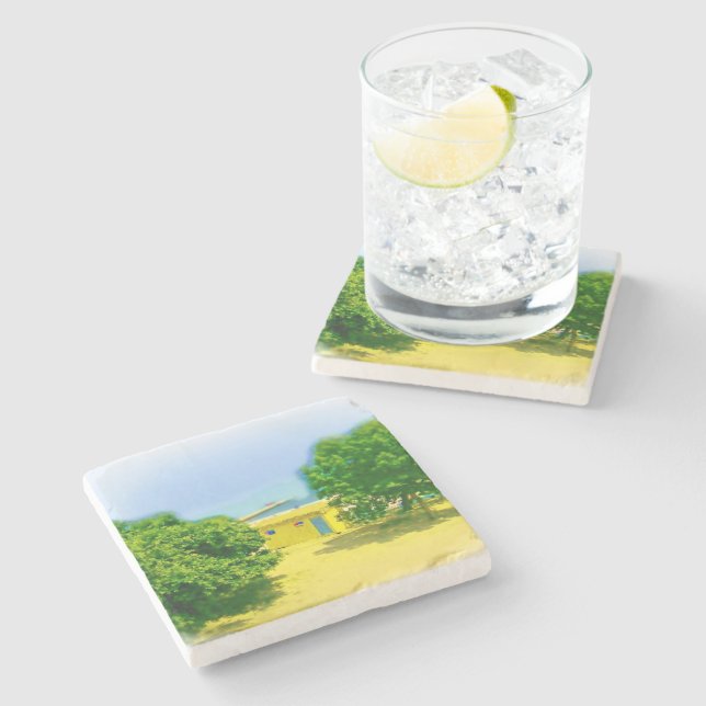 Lakeshores of Chicago Beach Stone Coaster (Side)