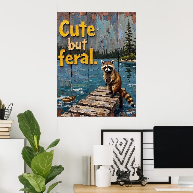Lakeside Bandit: A Racoon's View Poster (Home Office)
