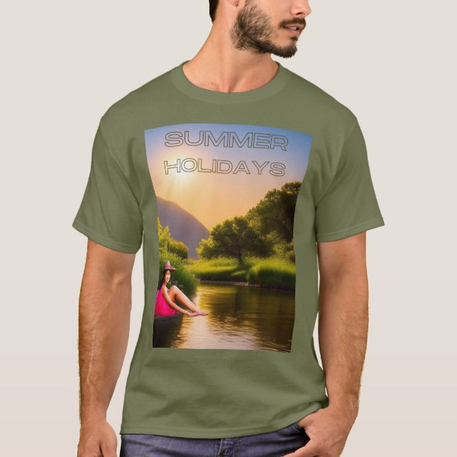 Lakeside Bliss: Summer Retreat T-Shirt (Front)