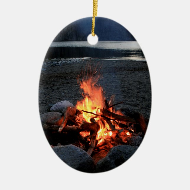 Lakeside Bonfire Ceramic Tree Decoration (Front)