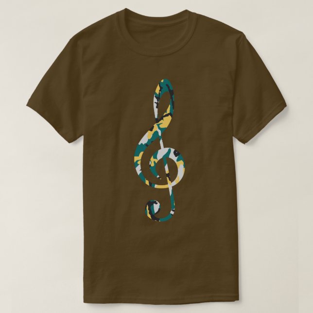 Lakeside Camo Pattern Treble Clef T-Shirt (Design Front)