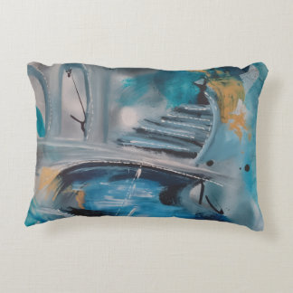 Lakeside Dreamscape Abstract Teal & Ochre Decorative Cushion