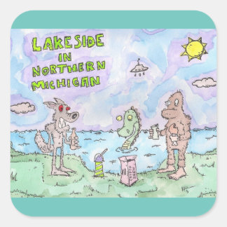 Lakeside In Michigan Square Sticker