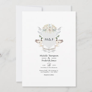 Lakeside Monogram Crest Wedding Invitation