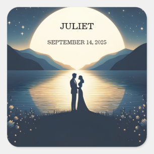 Lakeside Mountain Fun Nature Lake Bridal Shower Square Sticker