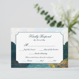 Lakeside Mountain Valley Wedding RSVP Card