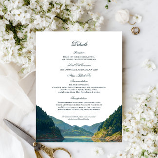 Lakeside Mountain Wedding Details Card