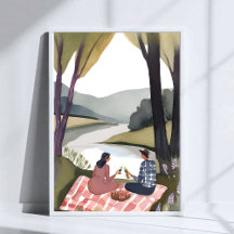 Lakeside Picnic | Nature Watercolor Painting
