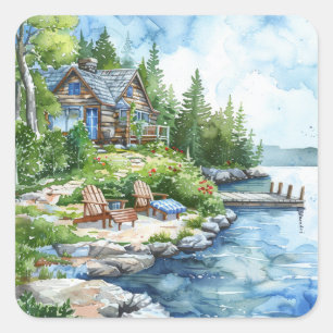 Lakeside Retreat Square Sticker