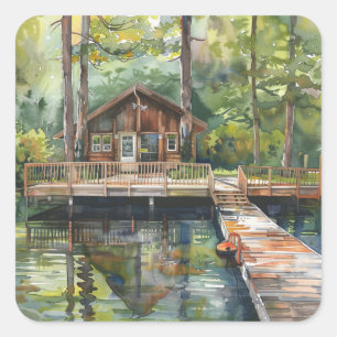 Lakeside Retreat Square Sticker