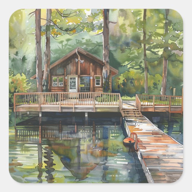 Lakeside Retreat Square Sticker (Front)